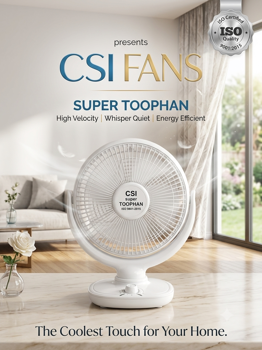 Super Toophan Desk Fan 225mm (White)